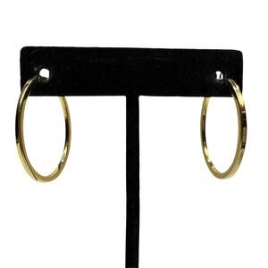 Classic Gold Tone Dangle Hoop Earrings Medium Size Fashion Jewelry 1.5 in